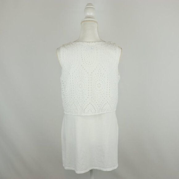 J. Jill Women's Small White Double Layer Scoop Neck Tunic Length Tank Top - Picture 3 of 10